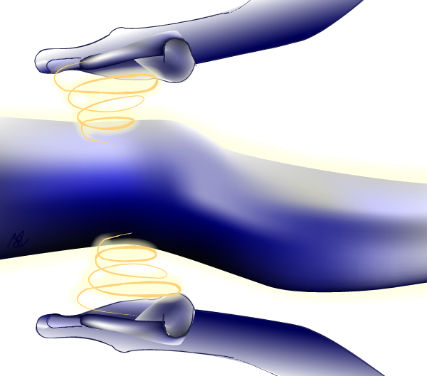 esempio di posizione delle mani per lavorare con questa tecnica